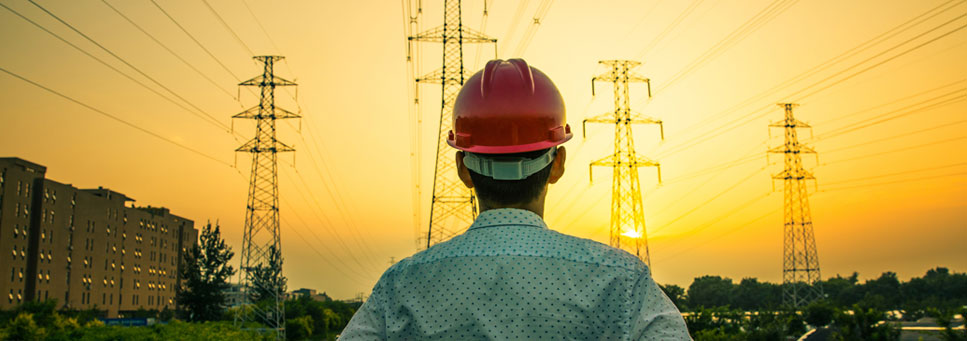 A Person Standing Facing The Electricity Towers